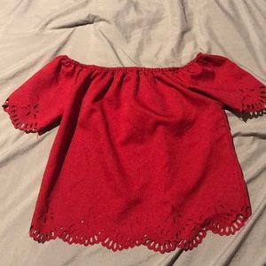 Red Cold Shoulder Crop Top